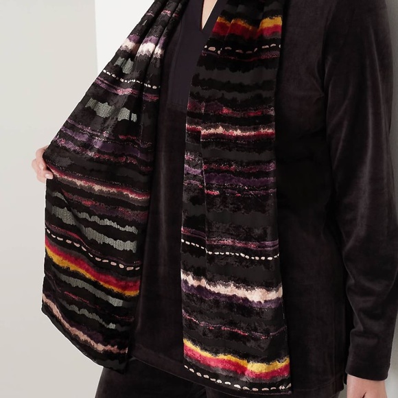 J.Jill NEW Velvet Burnout Watercolor Scarf NWT - Picture 3 of 9
